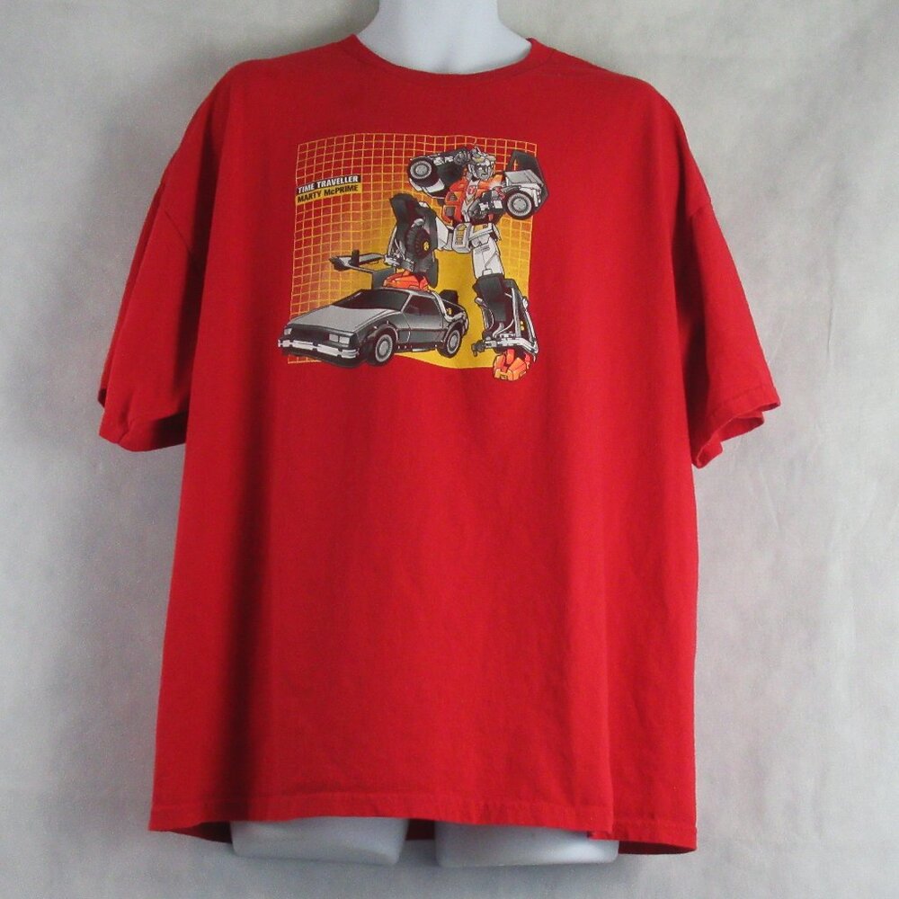 Alstyle Men's Short Sleeve T-Shirt, Red Transformers Back to the Future, 3XL